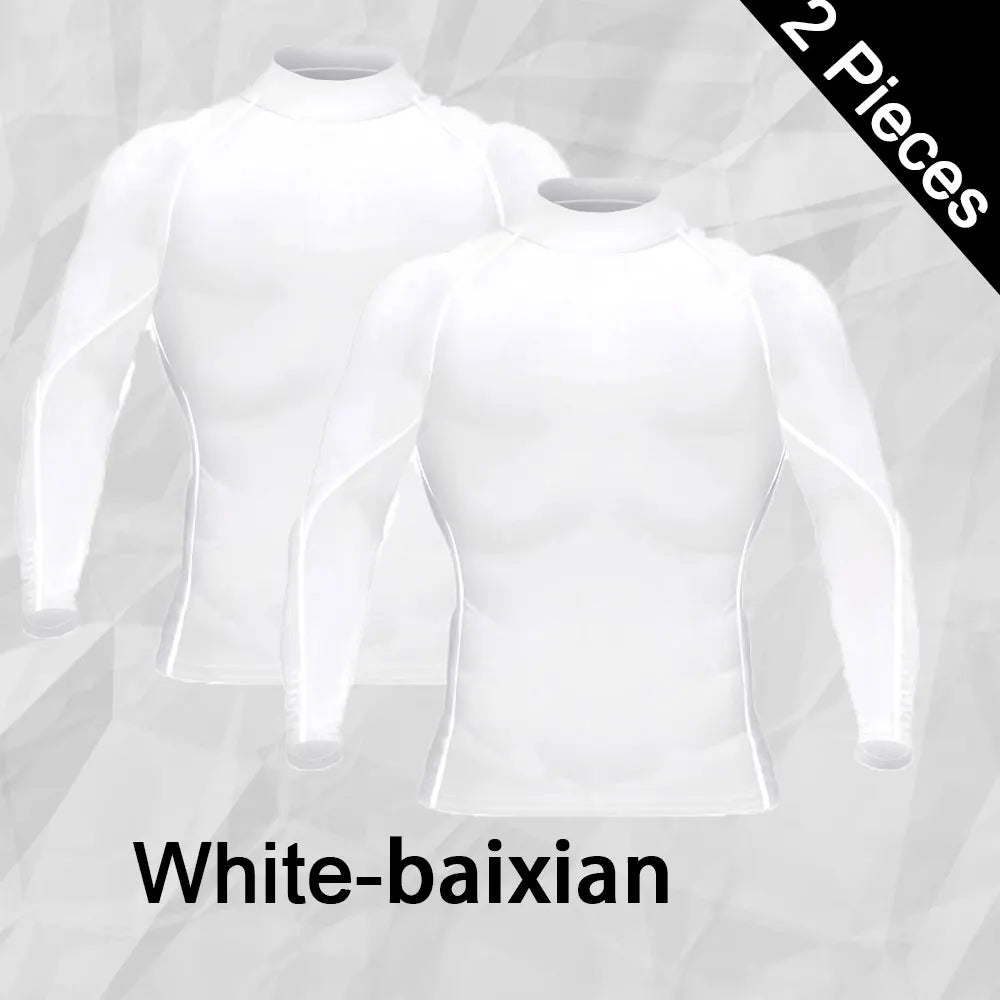 Men's Workout Compression Shirt Turtleneck Long Sleeve Rash Guard Gym Base Layer Athletic Undershirt Gear Sports Shirt