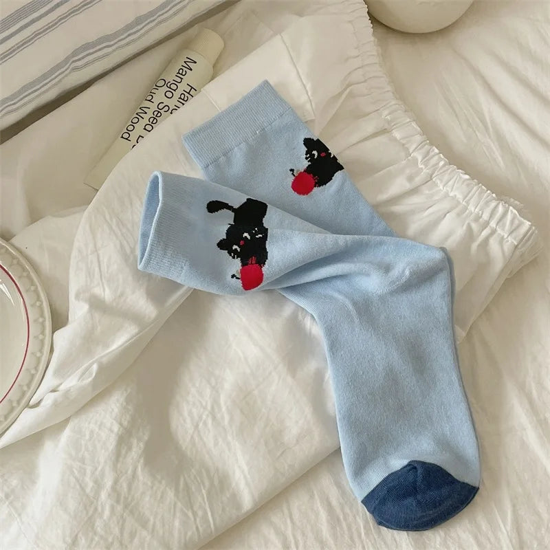 Socks For Women Cute New Novelties Fashion Cotton Breathable Funny Socks Female Casual Long Preppy Style Cartoon Socks Striped