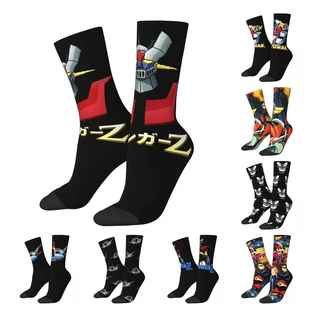 New Male Men Socks Casual Actarus Mazinger Z Manga Sock Robot Goldorak Grendizer Women's Stockings Spring Summer Autumn Winter