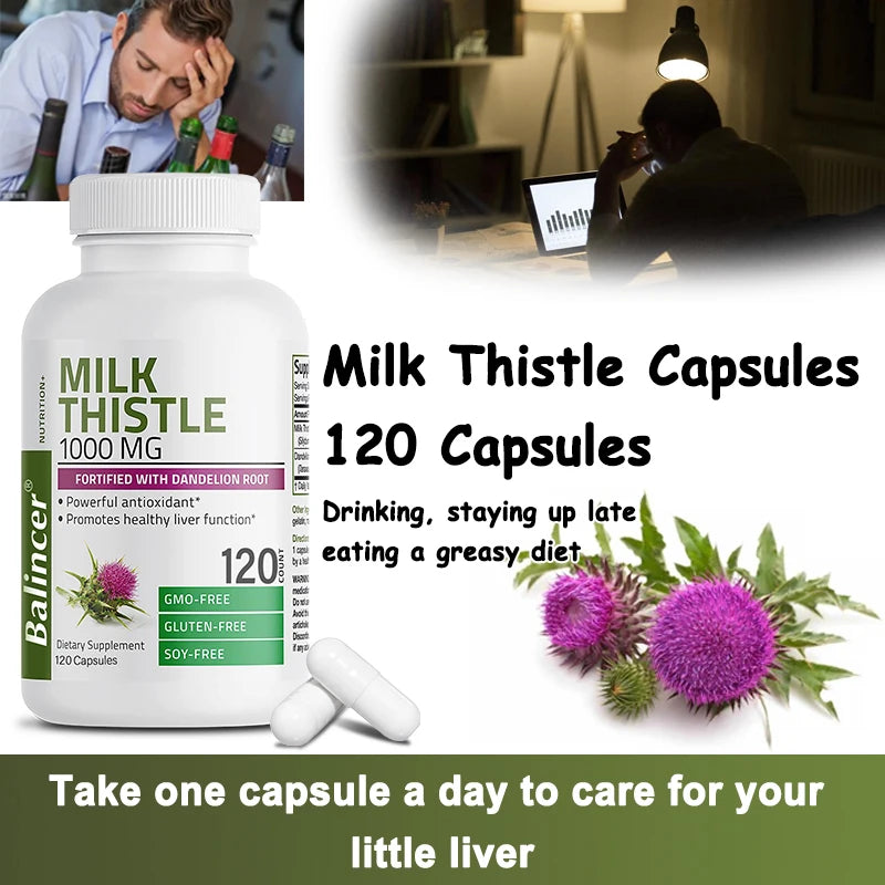 Natural Milk Thistle Supplement - Detoxifying and Cleansing for Men and Women, Liver Health and Supports Liver Function