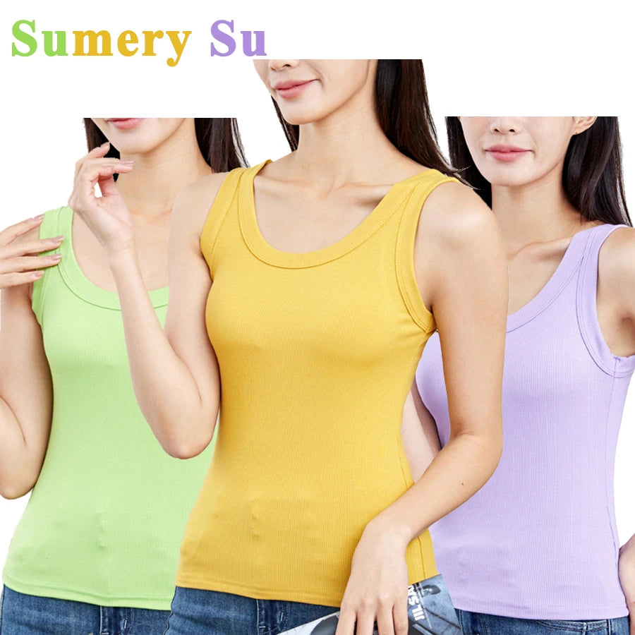 Sexy Tank Tops Women Running Sports Soft Solid Modal Screw Thread High Elasticity Slim Comfortable Vest Top Lady Girls 9 Colors