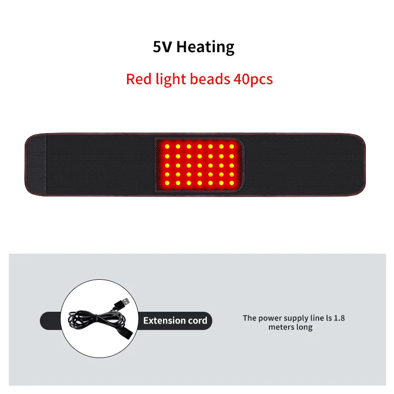 Red Light Therapy Belt -3-Gear Heat & Vibration，Relieves Lower Back Pain， For Sports Recovery & Elderly Lower Back Care