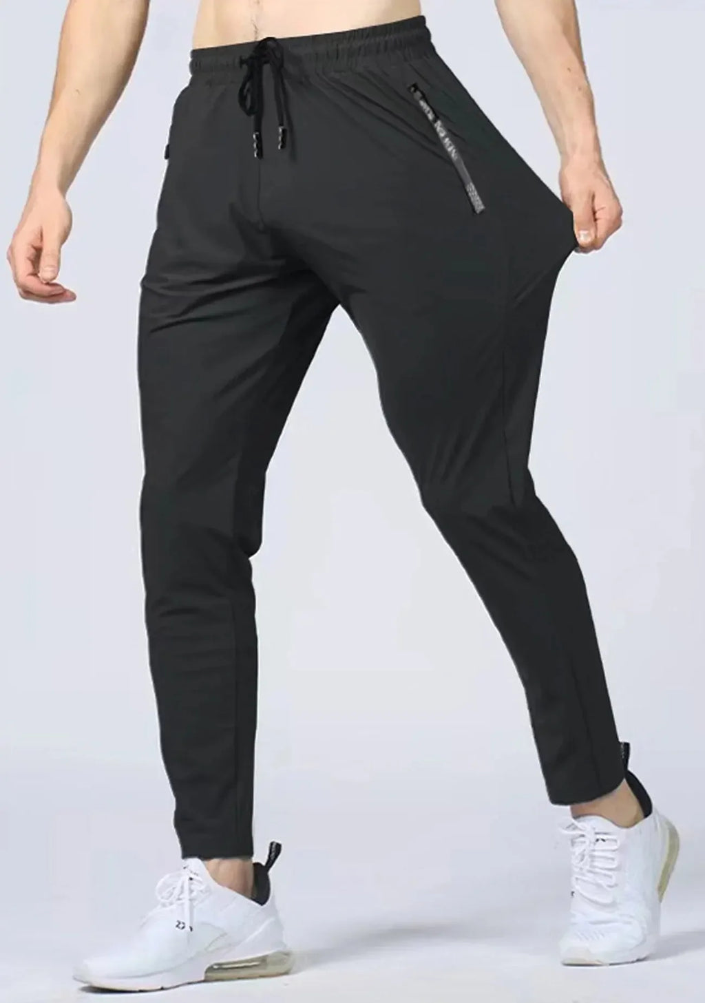 Men's Quick-drying Breathable Waist Drawstring Joggers, Chic High Stretch Sports Pantst For Fitness