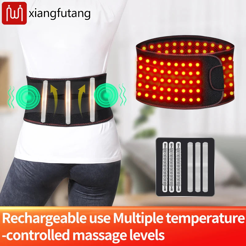 Red Light Therapy Belt -3-Gear Heat & Vibration，Relieves Lower Back Pain， For Sports Recovery & Elderly Lower Back Care