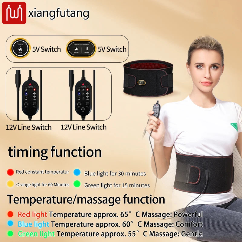 Red Light Therapy Belt -3-Gear Heat & Vibration，Relieves Lower Back Pain， For Sports Recovery & Elderly Lower Back Care