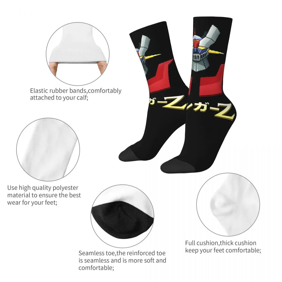 New Male Men Socks Casual Actarus Mazinger Z Manga Sock Robot Goldorak Grendizer Women's Stockings Spring Summer Autumn Winter