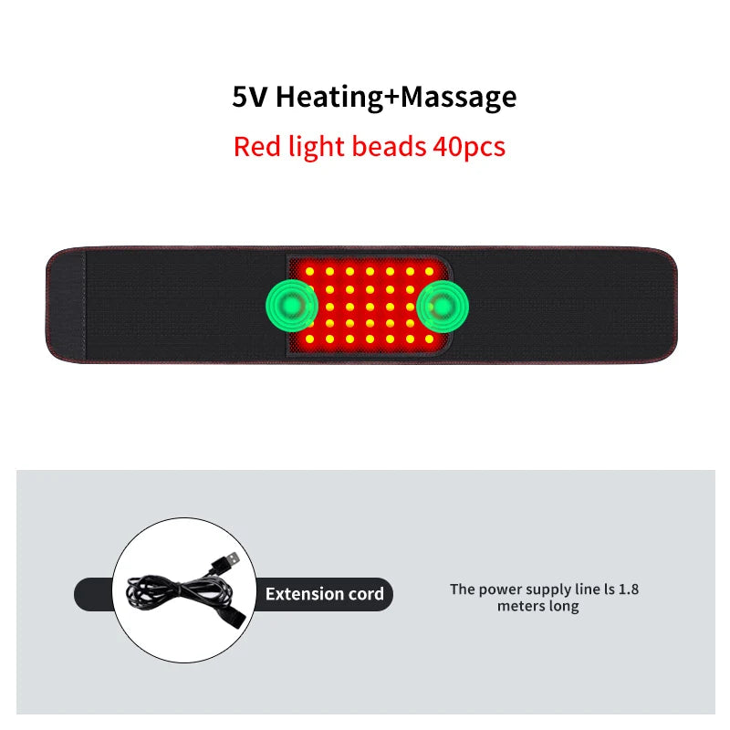 Red Light Therapy Belt -3-Gear Heat & Vibration，Relieves Lower Back Pain， For Sports Recovery & Elderly Lower Back Care