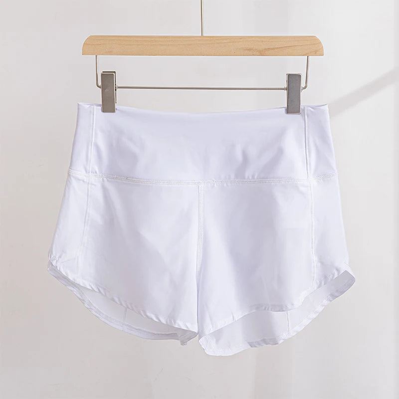 Running Yoga Shorts Women High Waisted Athletic Shorts Lined Workout Zipper Pocket Shorts Femme Sportswear Summer Pants Gym Wear