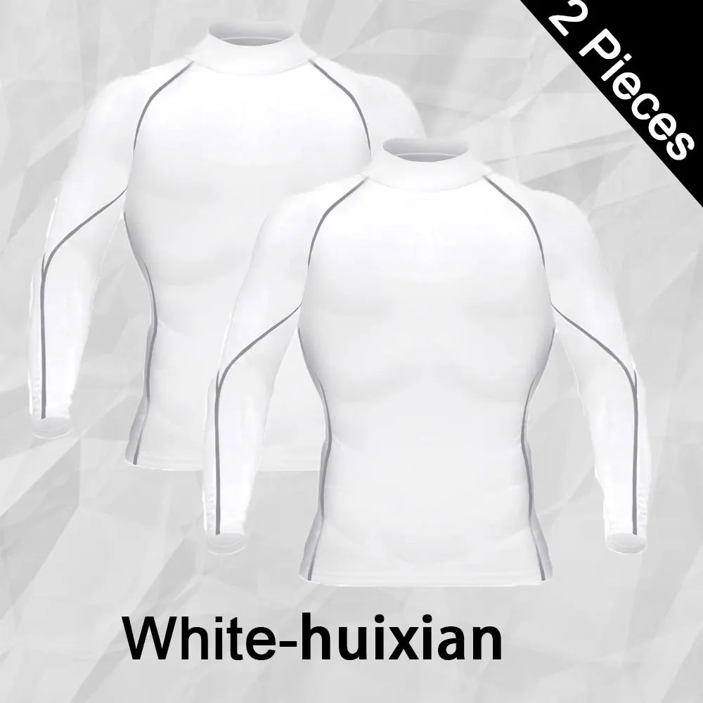 Men's Workout Compression Shirt Turtleneck Long Sleeve Rash Guard Gym Base Layer Athletic Undershirt Gear Sports Shirt