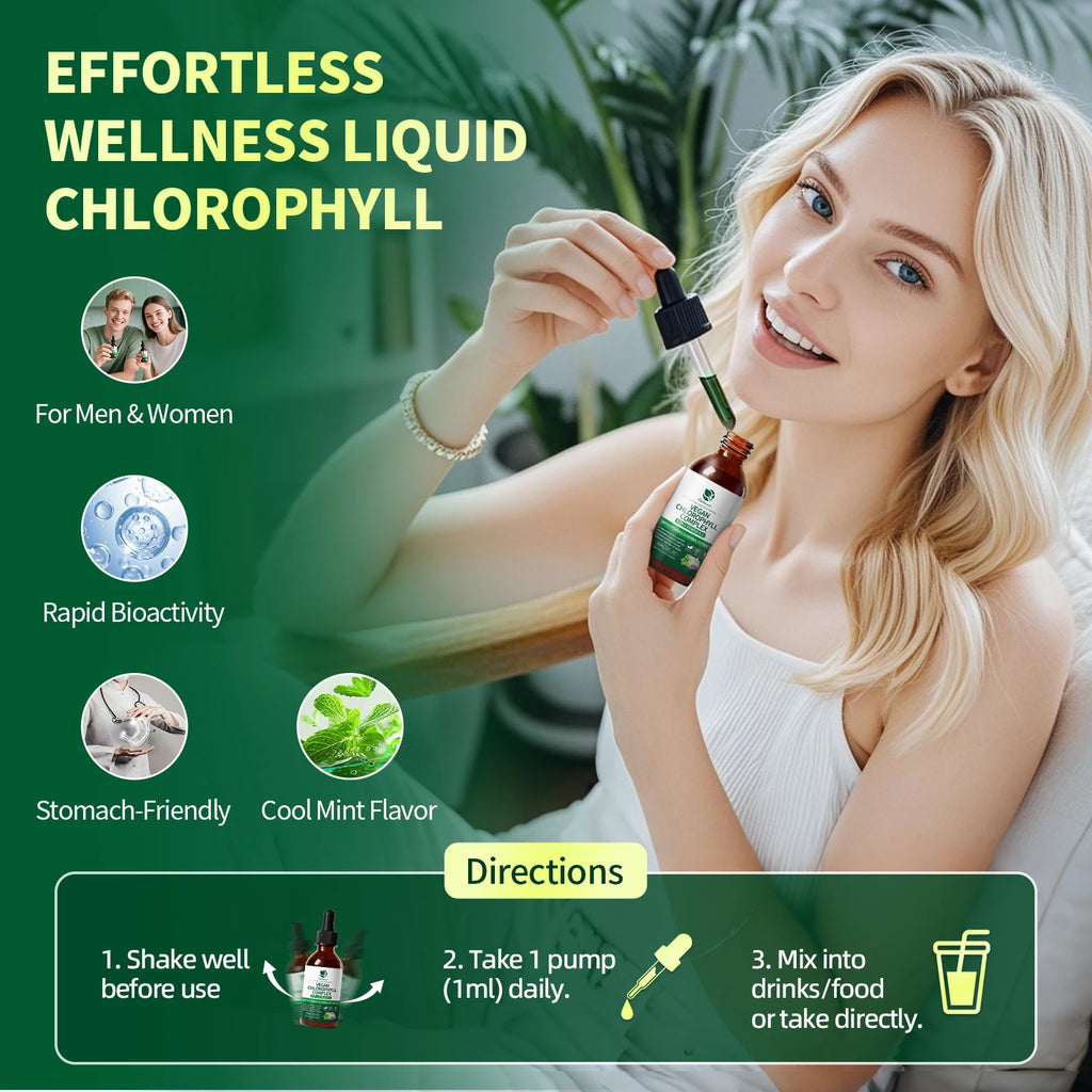 Lukaree 30MLChlorophyll Liquid Drops Supports Natural Cleansing & Immune, Internal Deodorant,Skin & Gut Health,Vegan,Sugar-Free