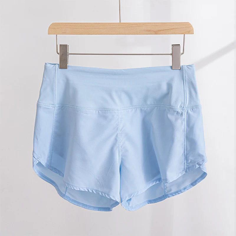 Running Yoga Shorts Women High Waisted Athletic Shorts Lined Workout Zipper Pocket Shorts Femme Sportswear Summer Pants Gym Wear