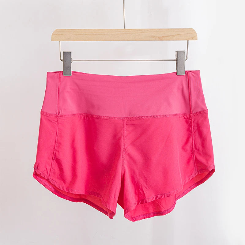 Running Yoga Shorts Women High Waisted Athletic Shorts Lined Workout Zipper Pocket Shorts Femme Sportswear Summer Pants Gym Wear