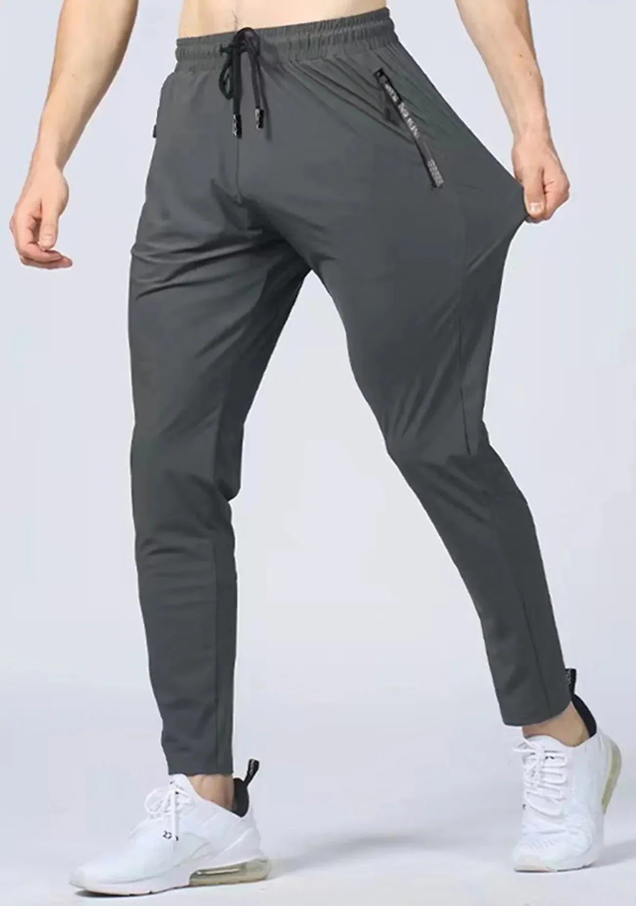 Men's Quick-drying Breathable Waist Drawstring Joggers, Chic High Stretch Sports Pantst For Fitness