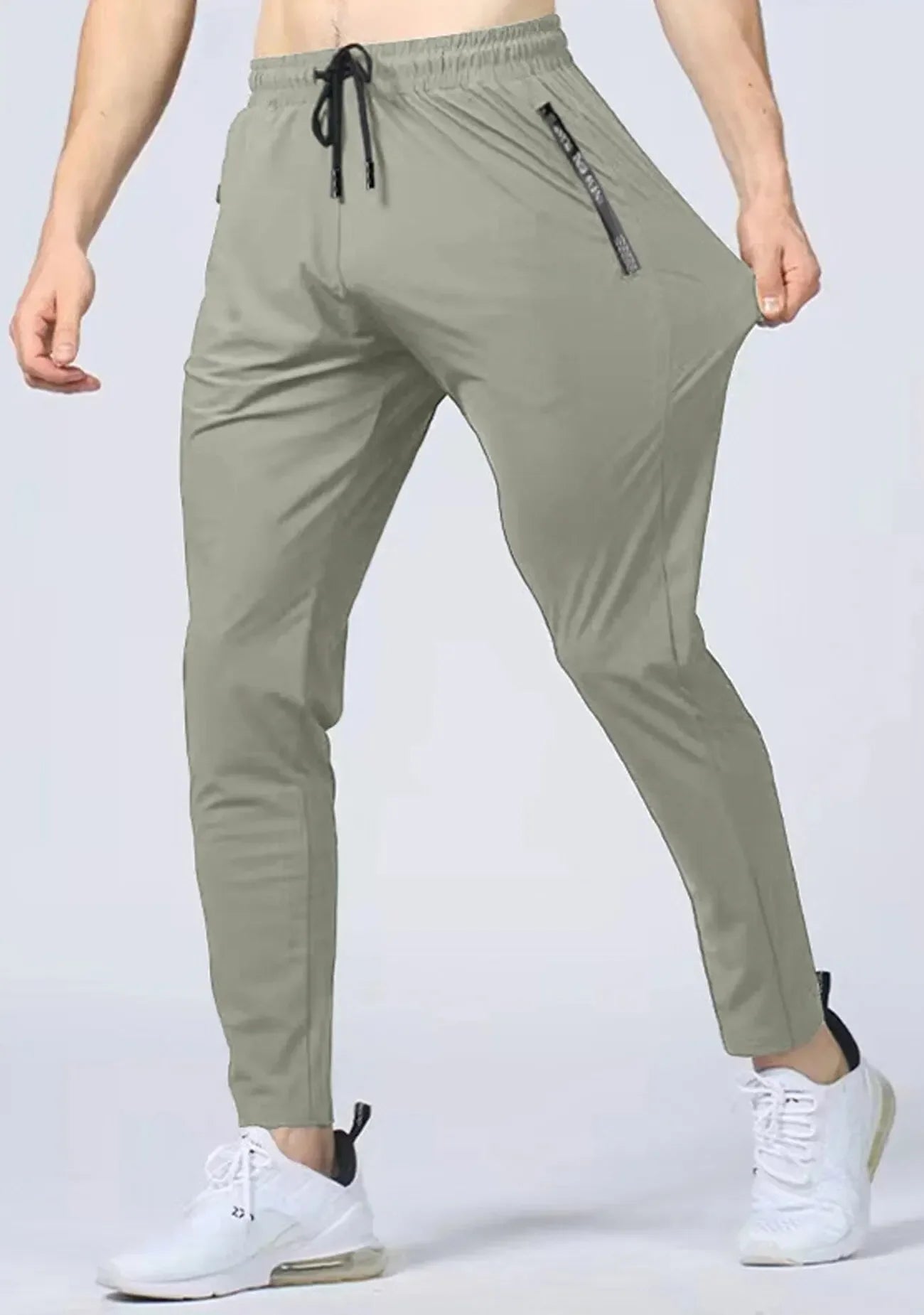 Men's Quick-drying Breathable Waist Drawstring Joggers, Chic High Stretch Sports Pantst For Fitness