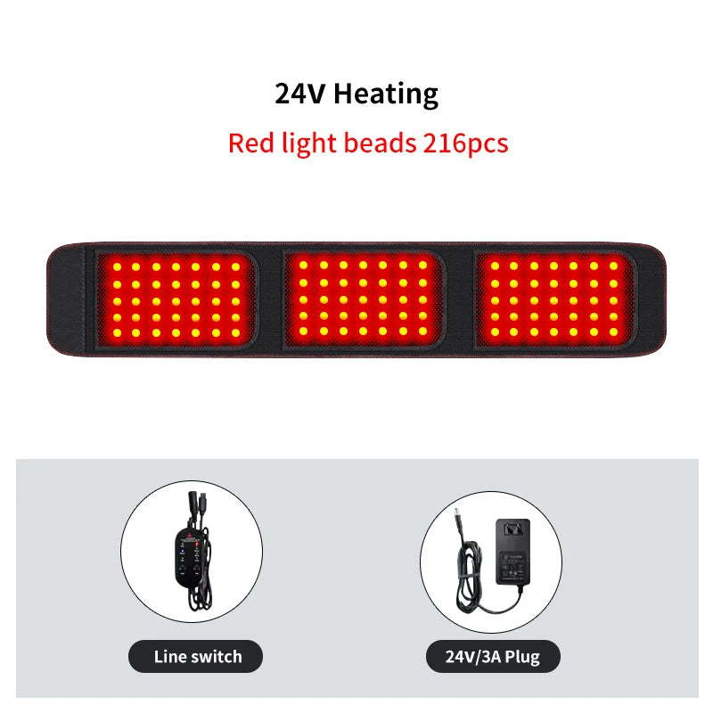 Red Light Therapy Belt -3-Gear Heat & Vibration，Relieves Lower Back Pain， For Sports Recovery & Elderly Lower Back Care