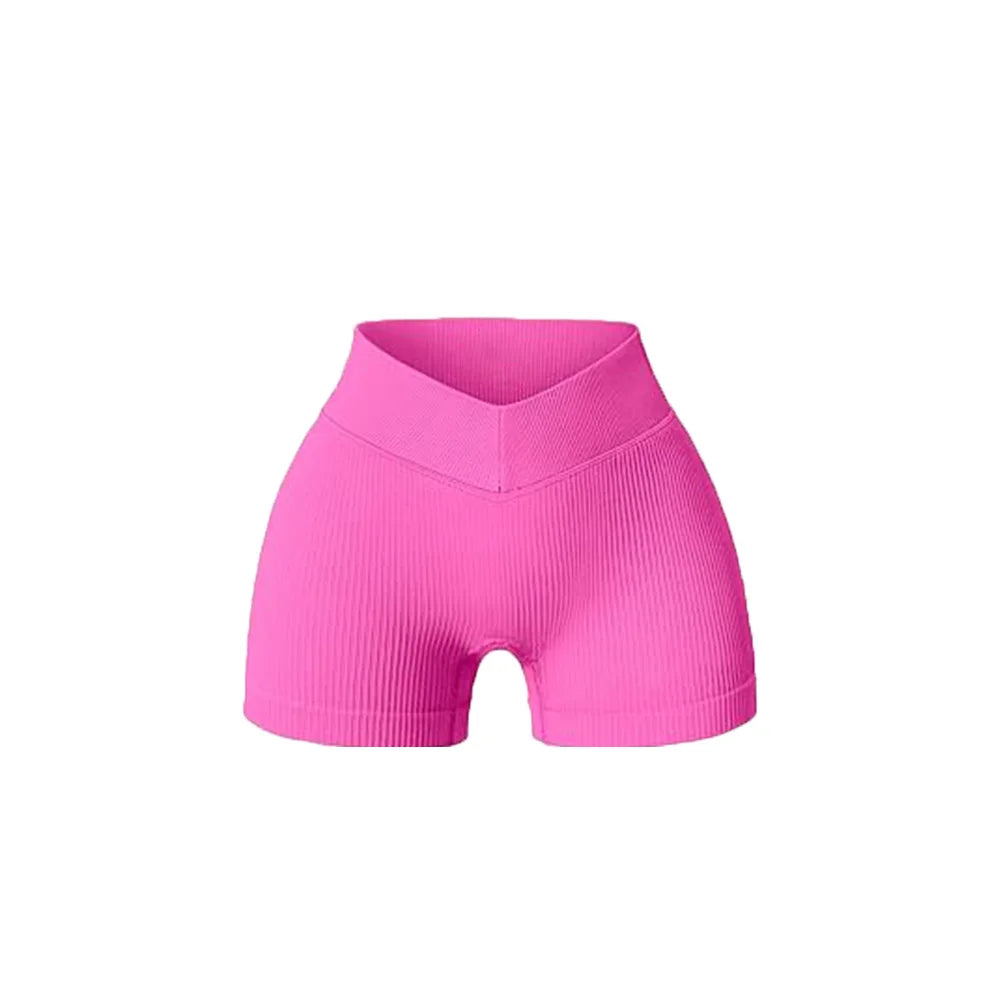 Women High Waist Workout Fitness Yoga Shorts Gym Running Yoga Leggings Scrunch Butt Seamless Knited Sports Three Point Shorts
