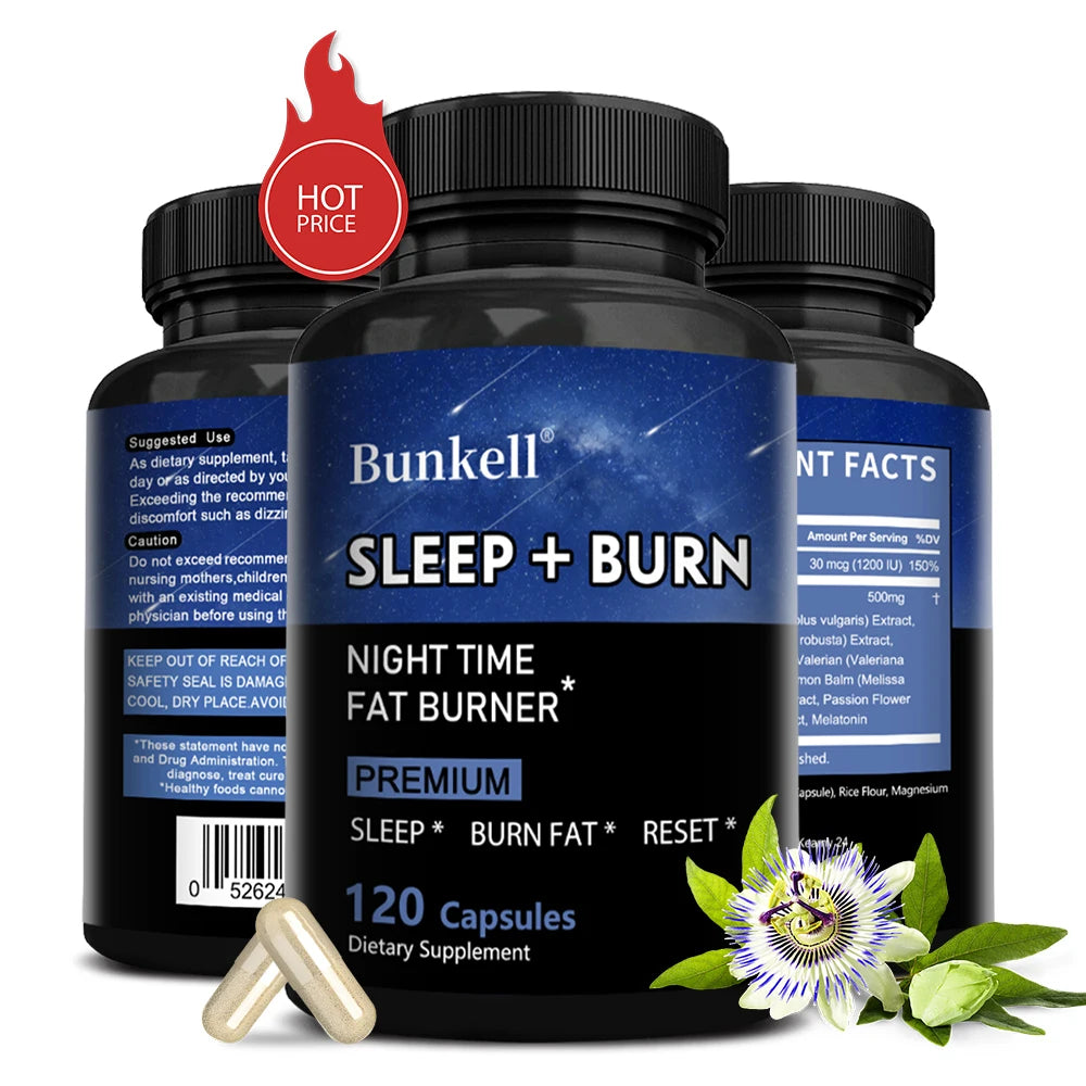Night Fat Burner and Sleep Supplement - Boost Metabolism and Burn Fat Effectively, Weight Management, with Melatonin